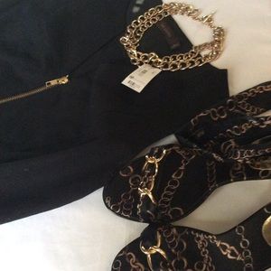 NWT Black, all the way front zipper dress